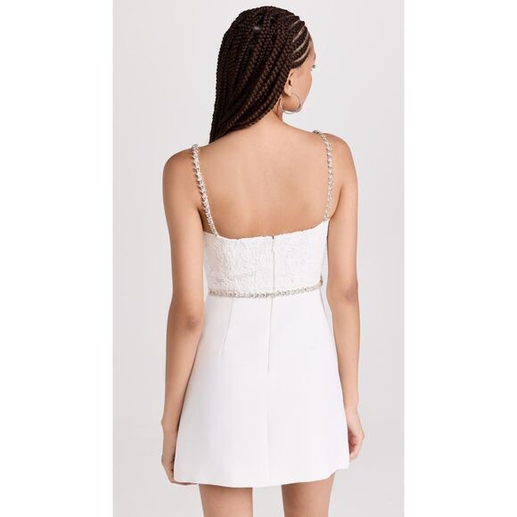 NWT Self Portrait Diamante accent‎ white lace bodice mini dress size 6 - Picture 5 of 14